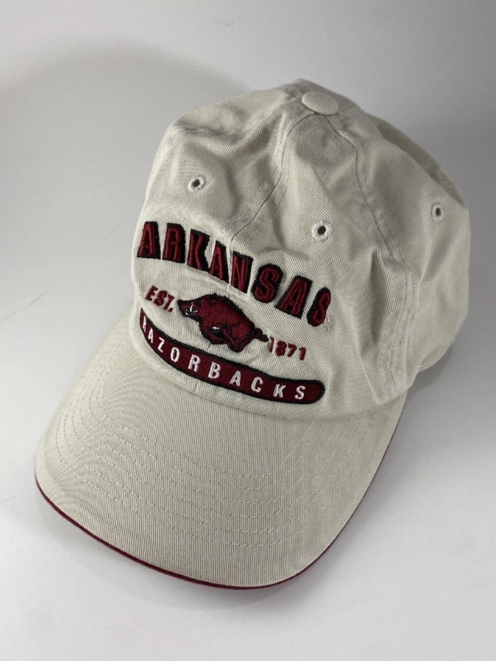 Arkansas Razorbacks Hogs Beige Baseball Football Golf Cap Hat